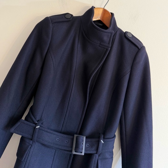 NEW REISS Enara Wool Military Coat Jacket Navy Funnel Neck UK12 US8 EU40 M - Picture 8 of 16